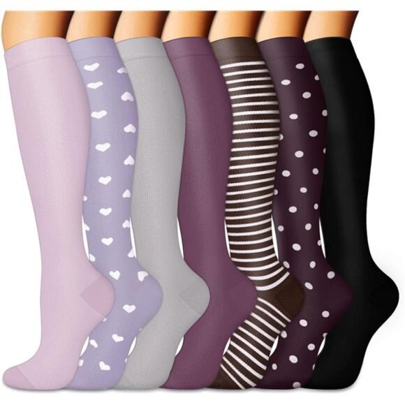 3 Pairs Medical Sport Compression Socks - 15-20mmhg  Foot Compression Socks For Women Men - Graduated Support Knee High Socks